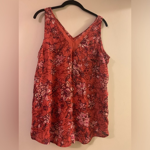 Maurices Orange Floral V-neck Tank Top Size Large - Picture 2 of 7